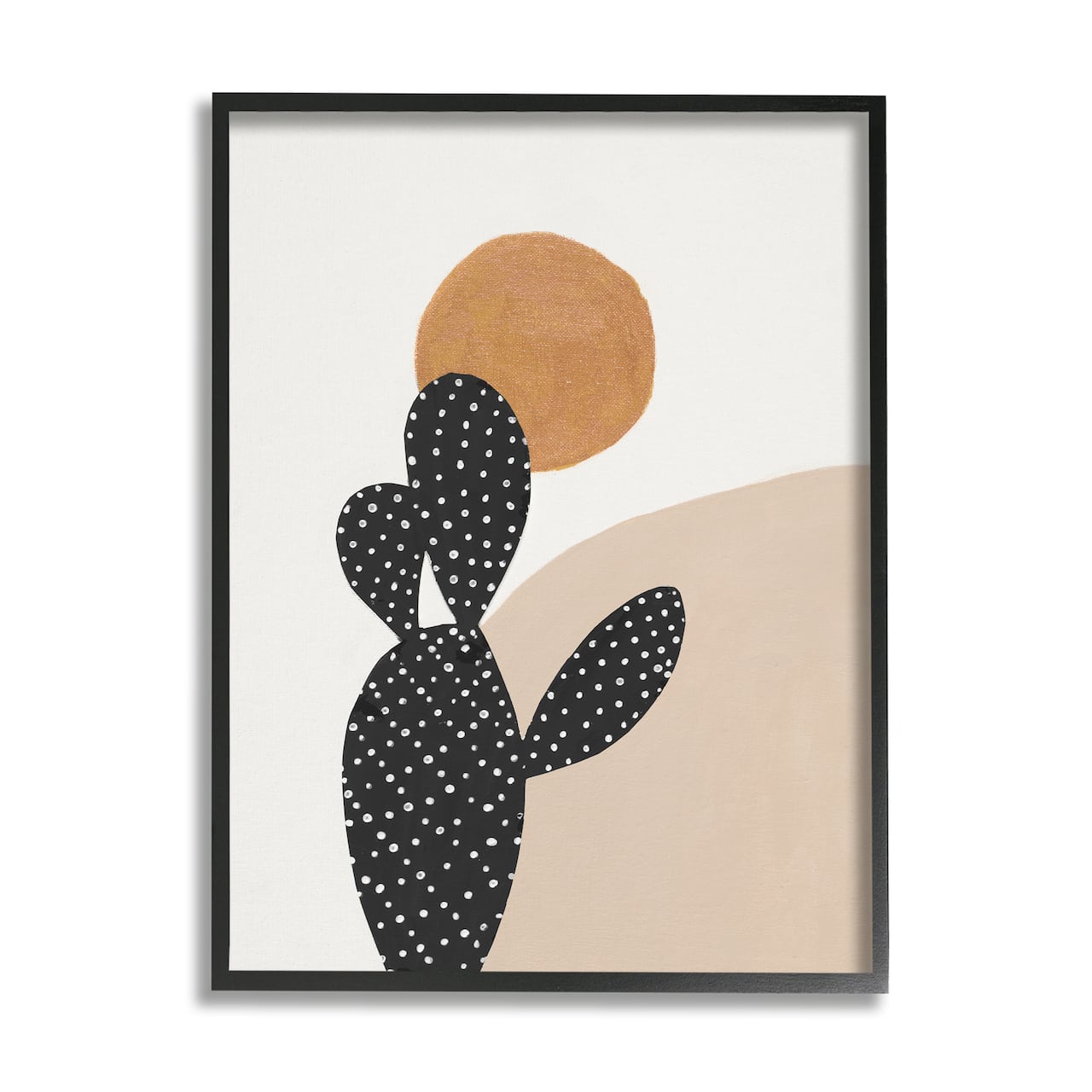 Stupell Industries Prickly Pear Terracotta Abstract Landscape Desert Sun in Black Frame Wall Art